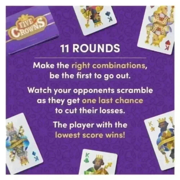Five Crowns The Five-Suited Rummy Style Card Game 10 Best Game Awards Ages 8+ - Picture 2 of 8